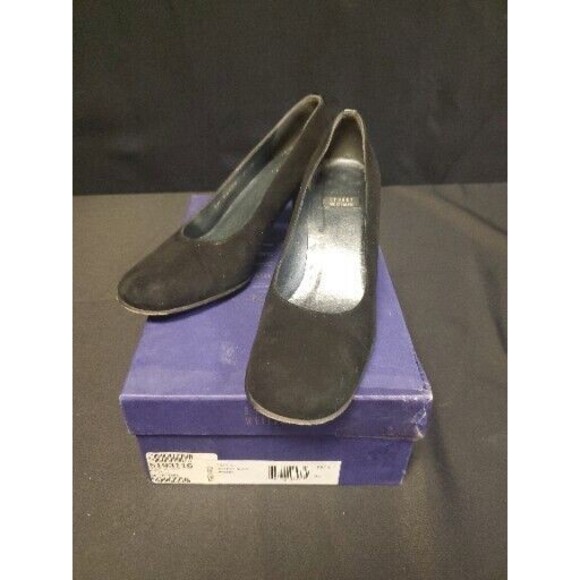 Stuart Weitzman Black Suede Pumps Heels Shoes Size 6W With Box Vintage - Picture 1 of 8